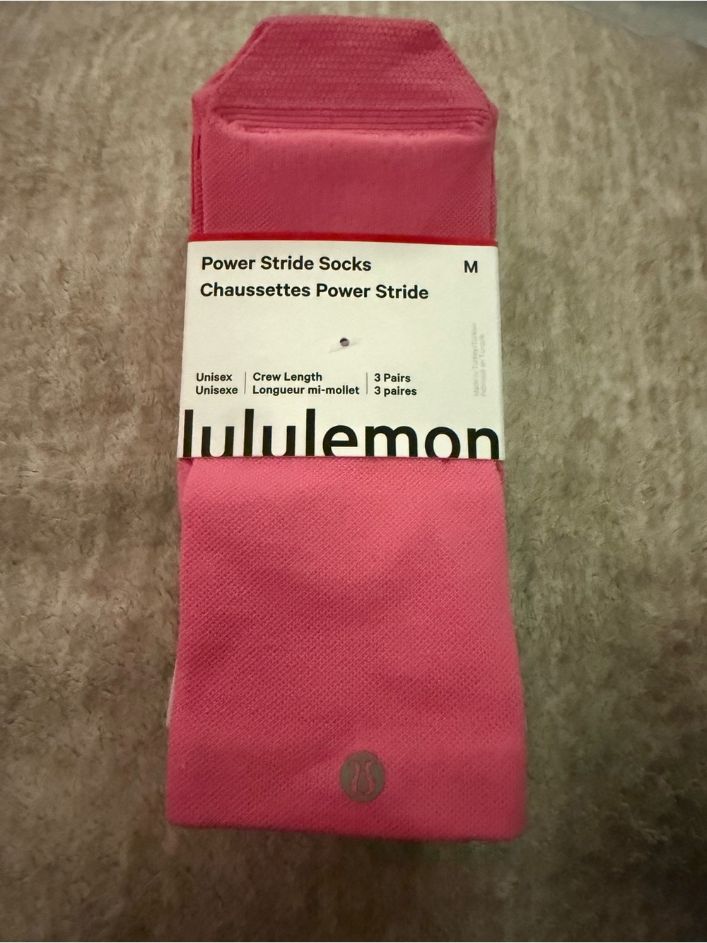 New Lululemon Power Stride Crew Socks Medium Pink Lavender Blue